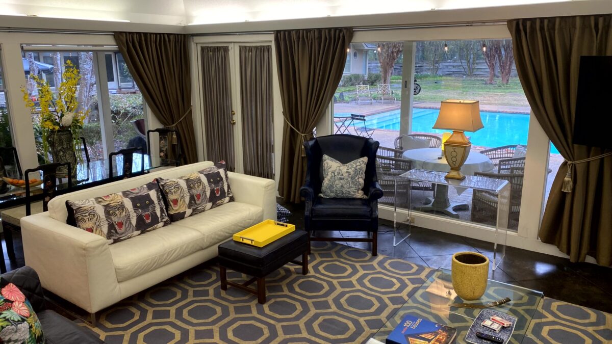 Custom Poolside Window Drapery Detail