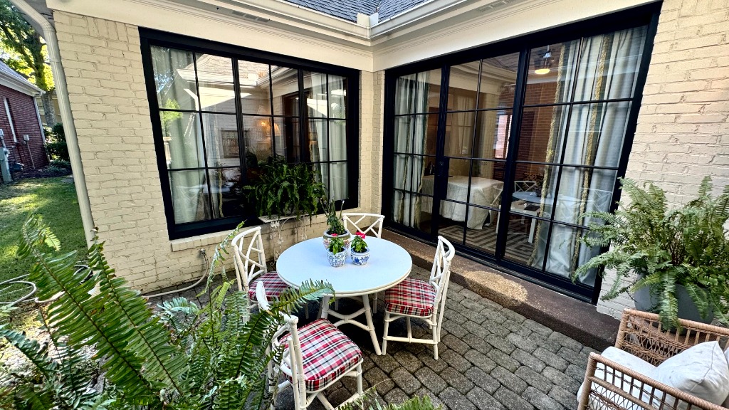 Southwind Private Brick Courtyard Patio & Custom Iron French Doors