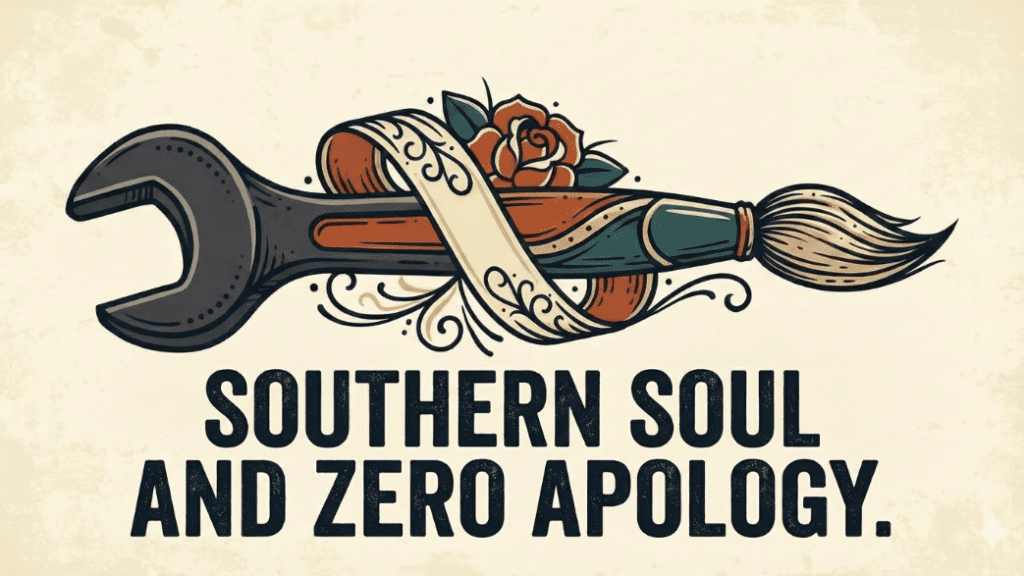 The Memphis Neighborhoods Flash Art Series | TallSlimCollins Merch 9 Memphis Flash Art by TallSlimCollins featuring a traditional tattoo style badge with the text Zero Apology and bold ribbon banners.