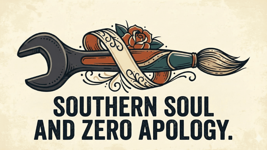 The Memphis Neighborhoods Flash Art Series | TallSlimCollins Merch 1 Memphis Flash Art by TallSlimCollins featuring a traditional tattoo style badge with the text Zero Apology and bold ribbon banners.