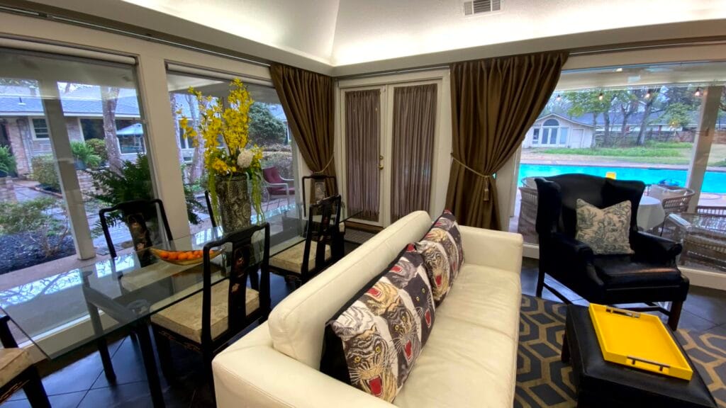 Luxury Clarksdale Airbnb Pool House Conversion | Home Revival 7 guesthouse interior design living room shot 4